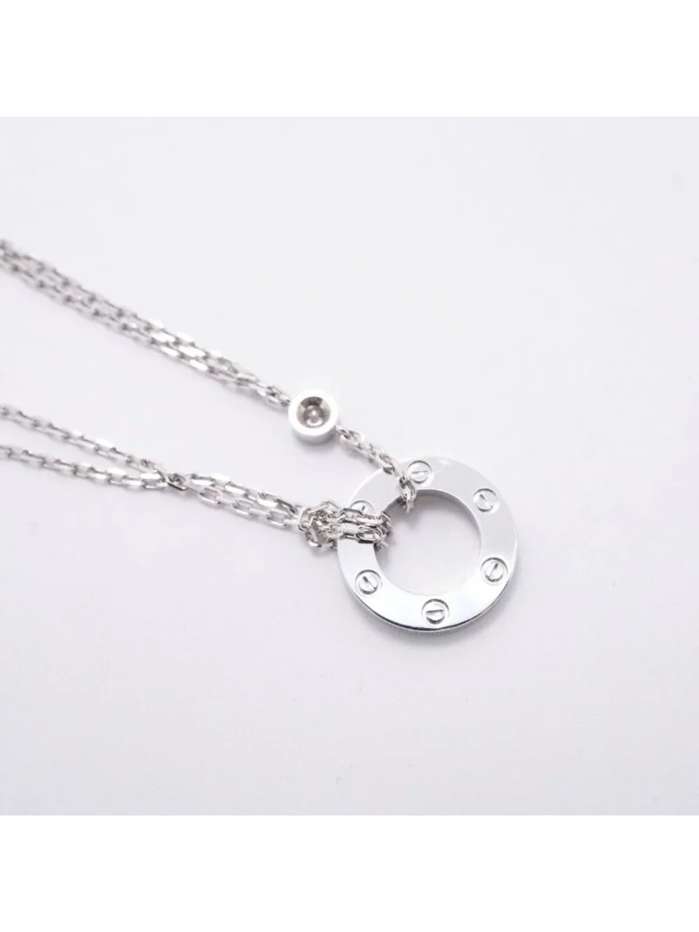 Cartier Necklace Love Circle White Gold Diamond